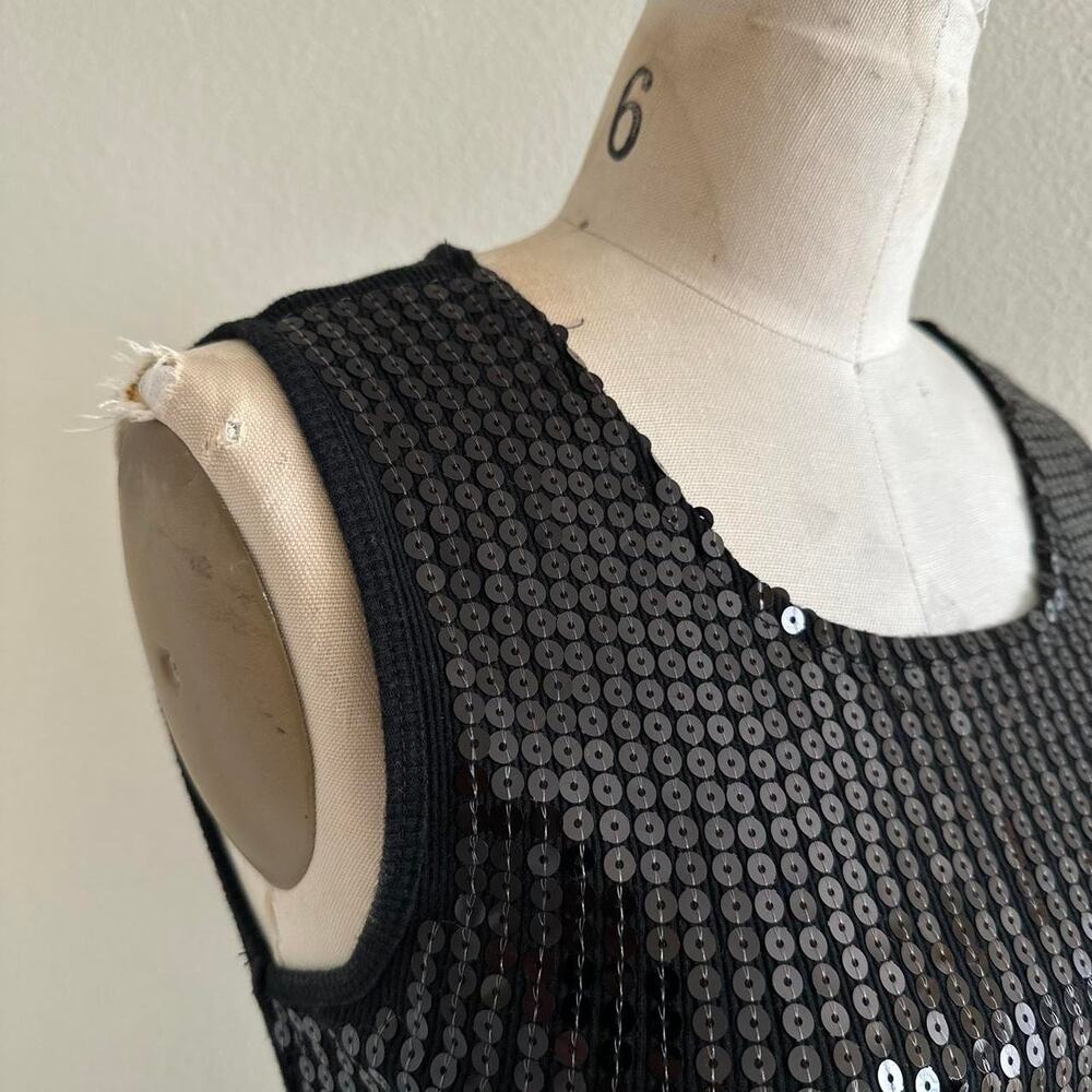 handmade black embellished sequin rib tank top - Picture 3 of 8